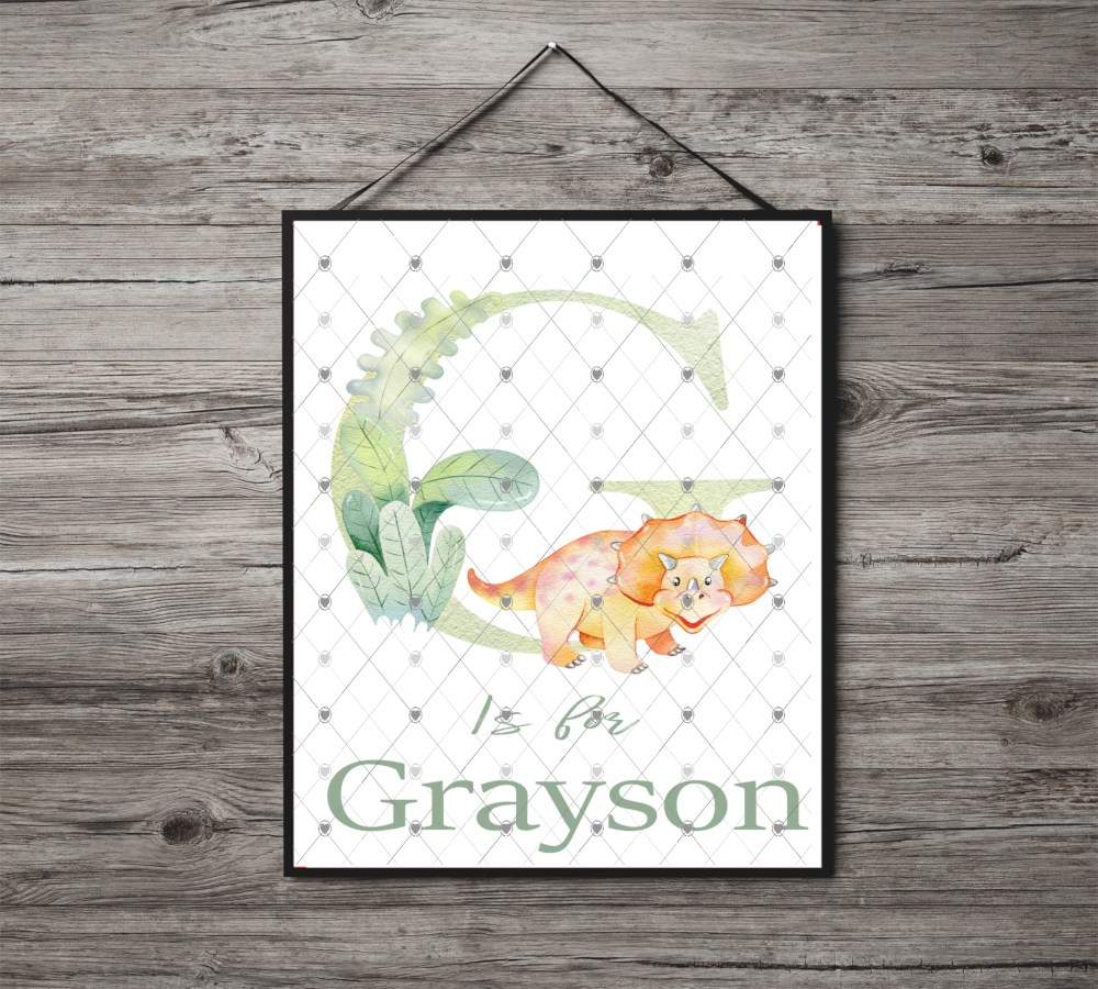 Dinosaur Initial Name Print, Letter G Custom Print, Letter G - Click Image to Close